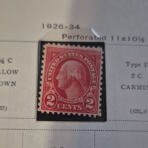 Vintage 2 Cents Washington U.S. Postage Stamp - Carmine Pink